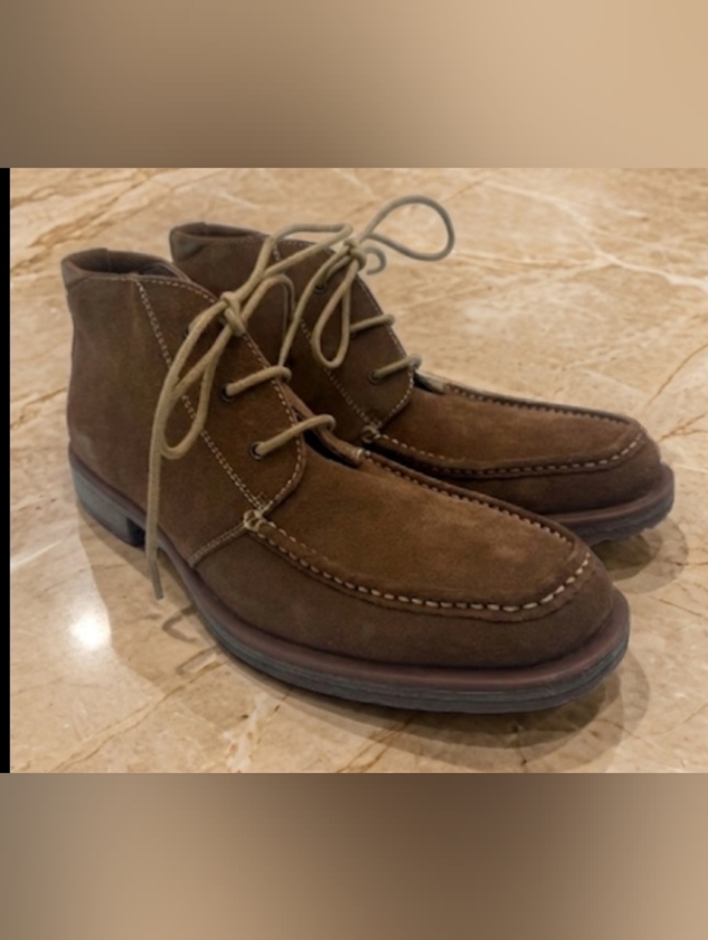 Brown Ankle Boots Men 12 Grandpa Retro Lace up Leather Suede
